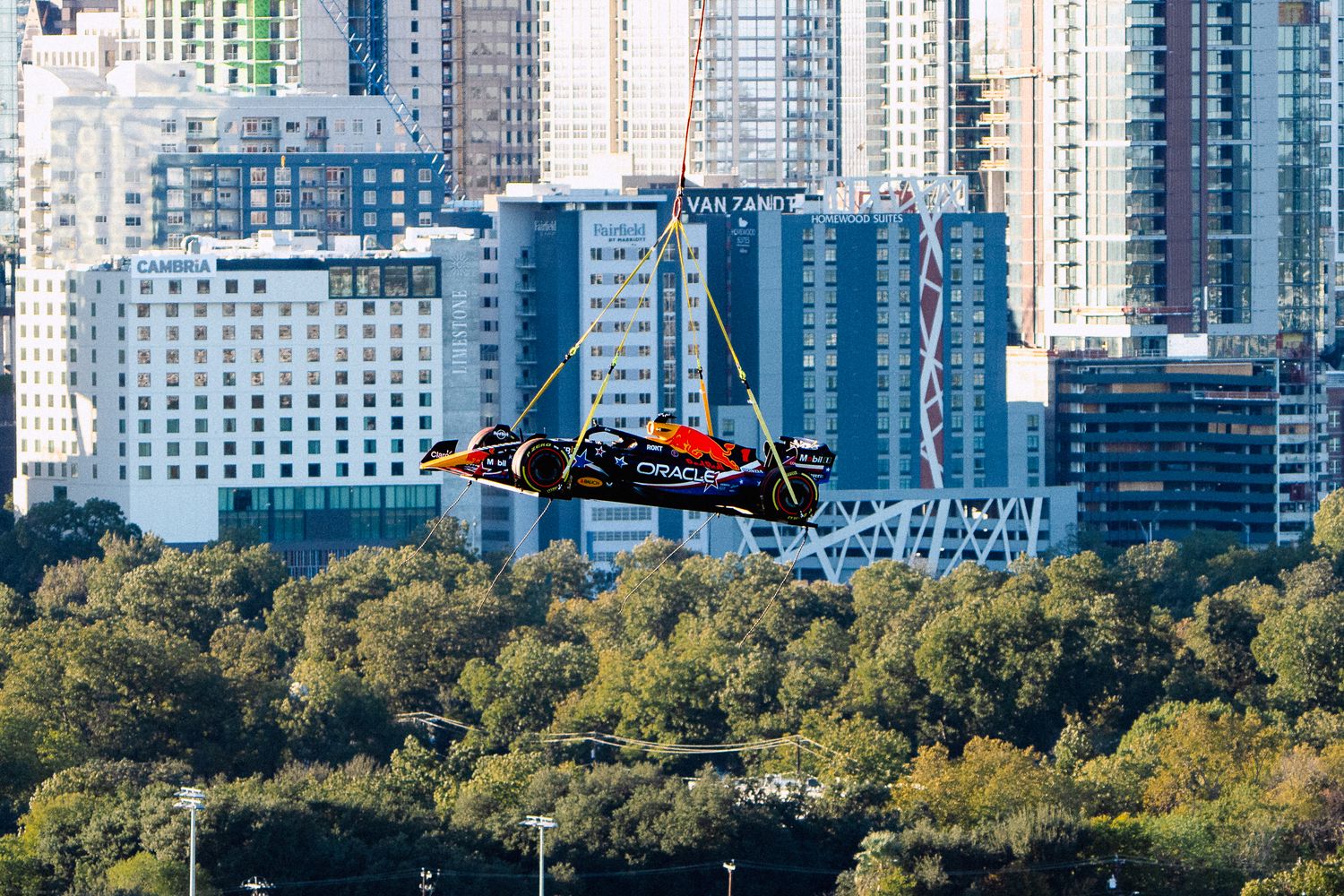 Max Verstappen's F1 racer flies through the air to COTA -- literally! (MUST-SEE VIDEO)